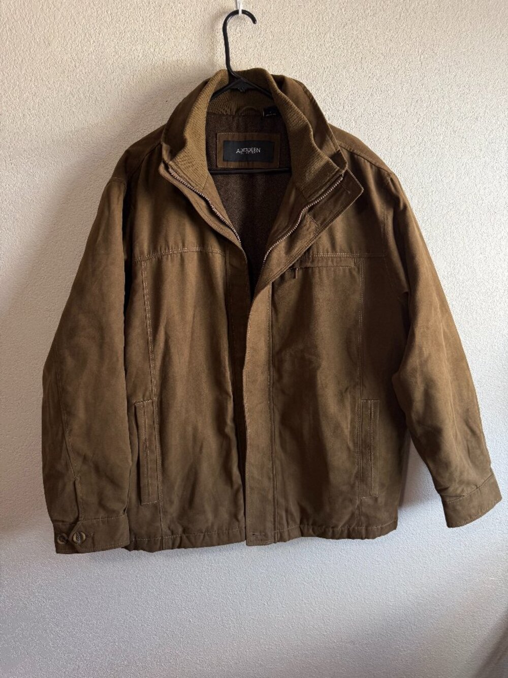 Aberdeen Collection Men's Brown Faux Suede Quilted Lined Jacket Sz L / Large